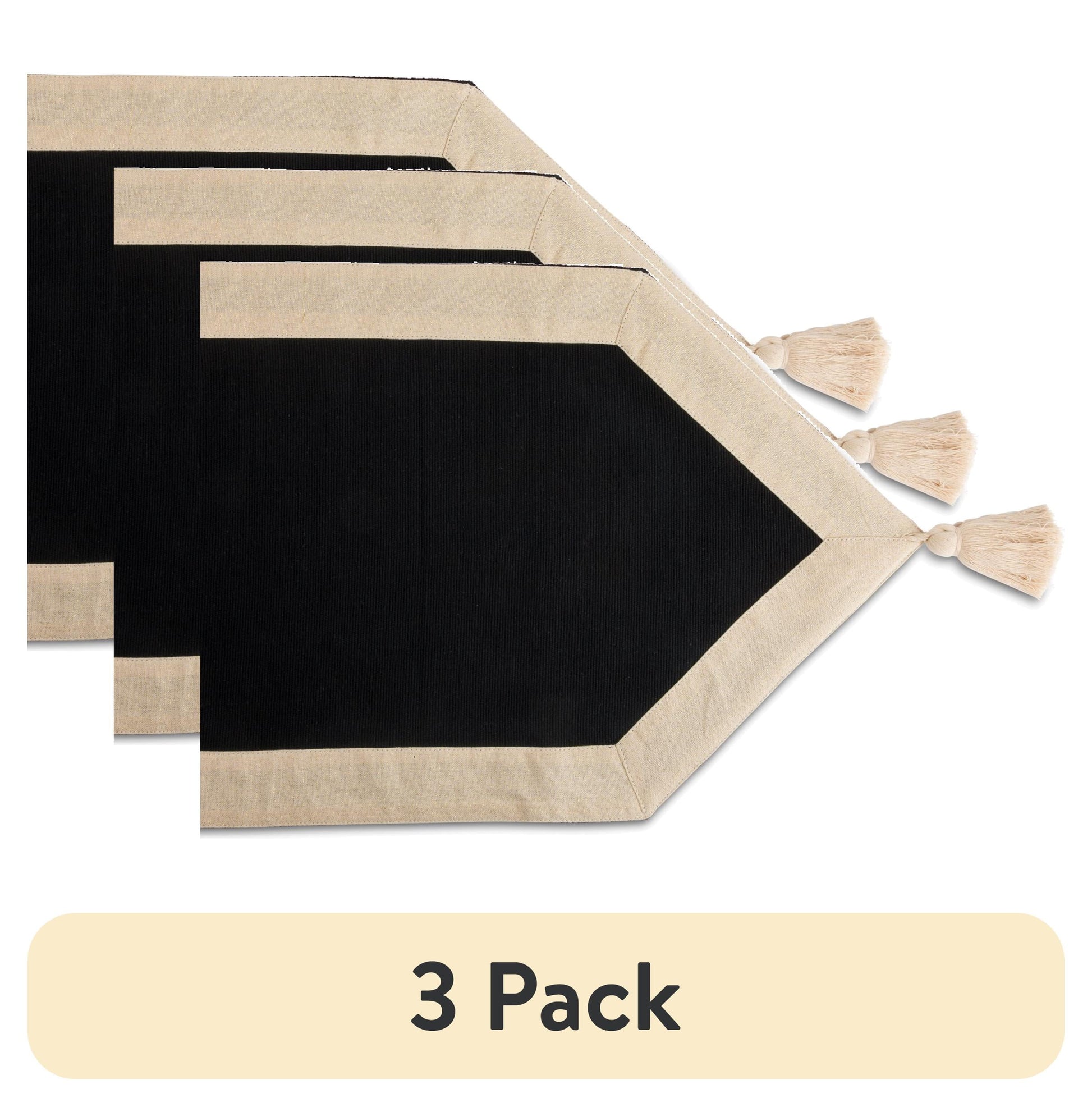Thyme & Table Handmade Table Runner, Black with Gold Border, 14 x 72"