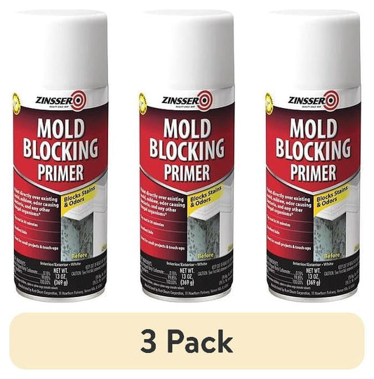 (3 pack) White, Zinsser Mold Blocking Primer Spray-287512, 13 oz