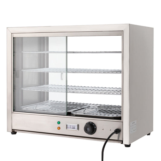 30-85℃/86-185°F 4-Tier Commercial Food Warmer Display Case Countertop Pizza Heated Cabinet 0.8KW 24h