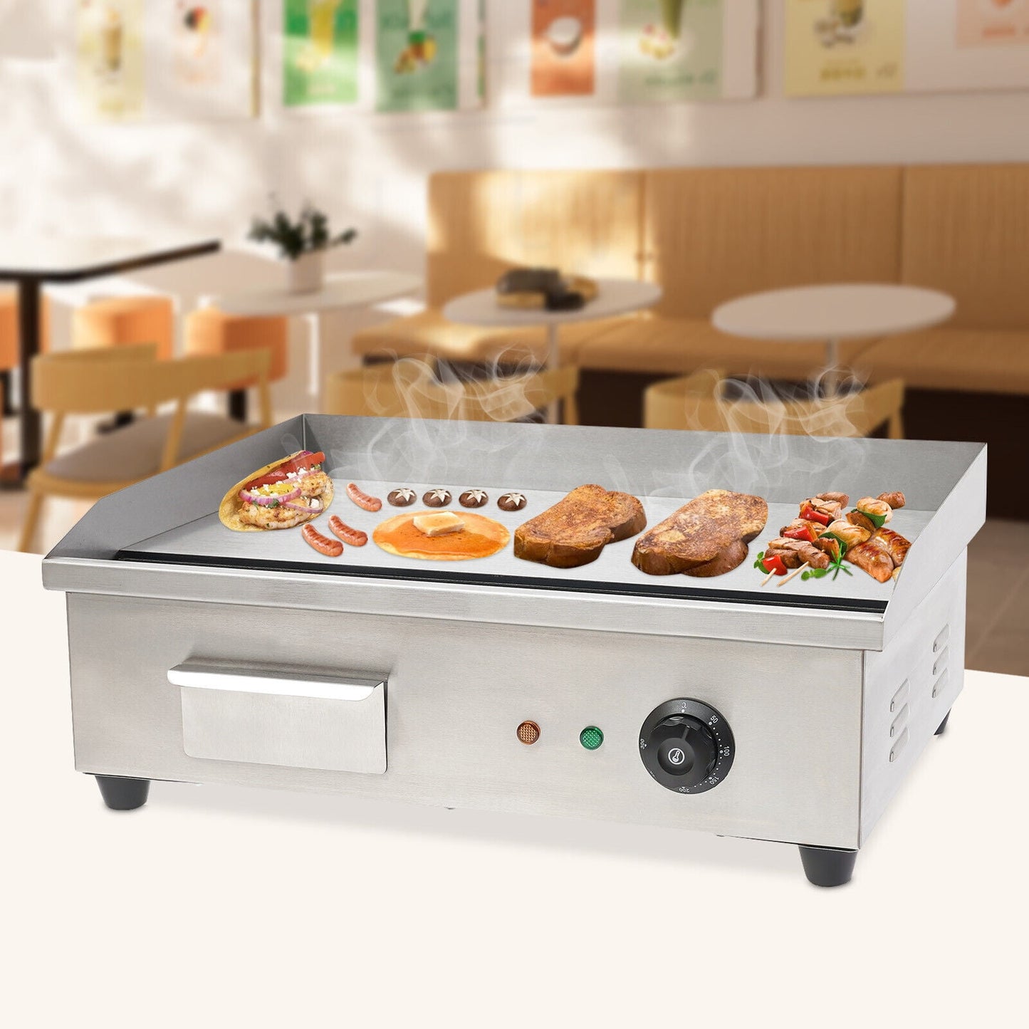 3000W 22" Commercial Electric Countertop Griddle Flat Top Grill Hot Plate BBQ