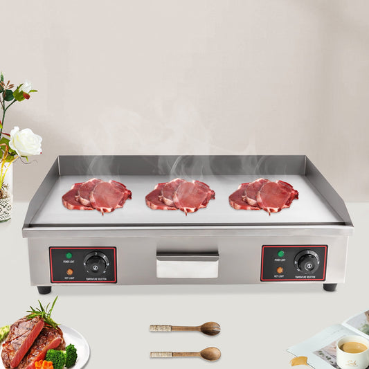 3000W Electric Countertop Flat Top Griddle with Temperature Adjust 122-572℉, Stainless Steel Non-Stick Grill for Home Kitchen, 110V