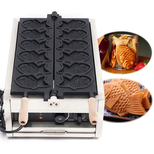 3000W Electric Waffle Maker Machine Commercial Taiyaki Baker Fish-Shaped Mold for Resturant Kitchen