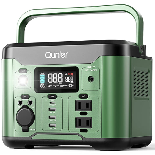 300W Portable Power Station 296Wh 80000mAh with 60W PD Input/Output Fast Charging, AC DC Outlets Outdoor Solar Generator for Camping, RV, Home Backup, Emergency Power, Green  No Solar Panel