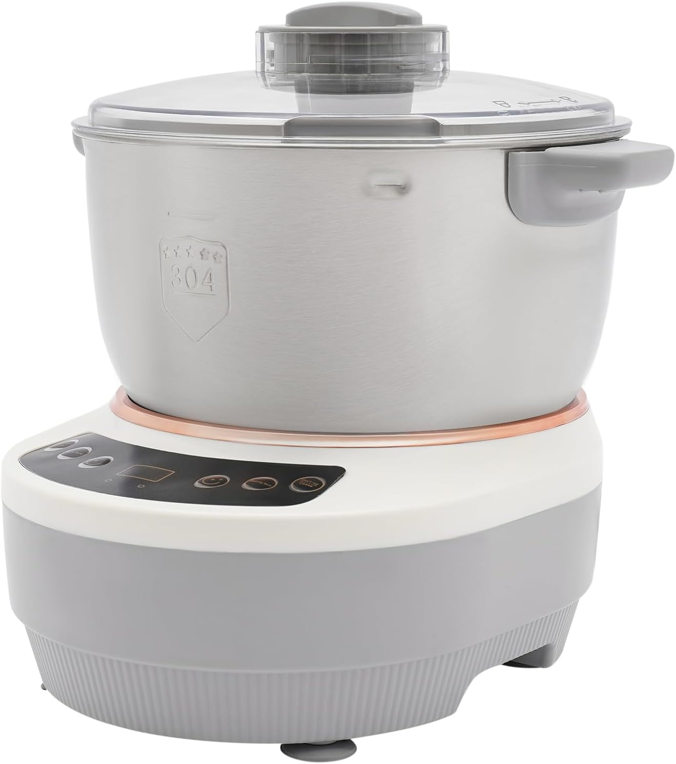 304 Stainless Steel Electric Dough Mixer with Ferment Function, 5L/5.2QT Large Capacity Kitchen Kneading Machine, 200W DC Motor 140-170rpm for Pizza/Bread/Toast