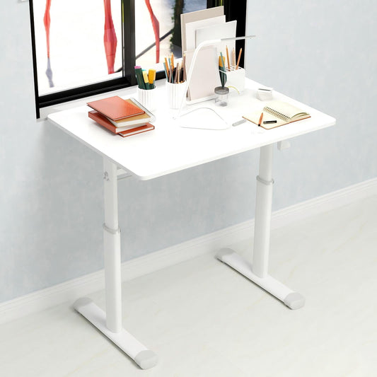 31 inch Computer Desk,Height Adjustable Desk,Multifunctional Home Office Desk,Writing Desk Study Table for Small Space,Bedroom,White