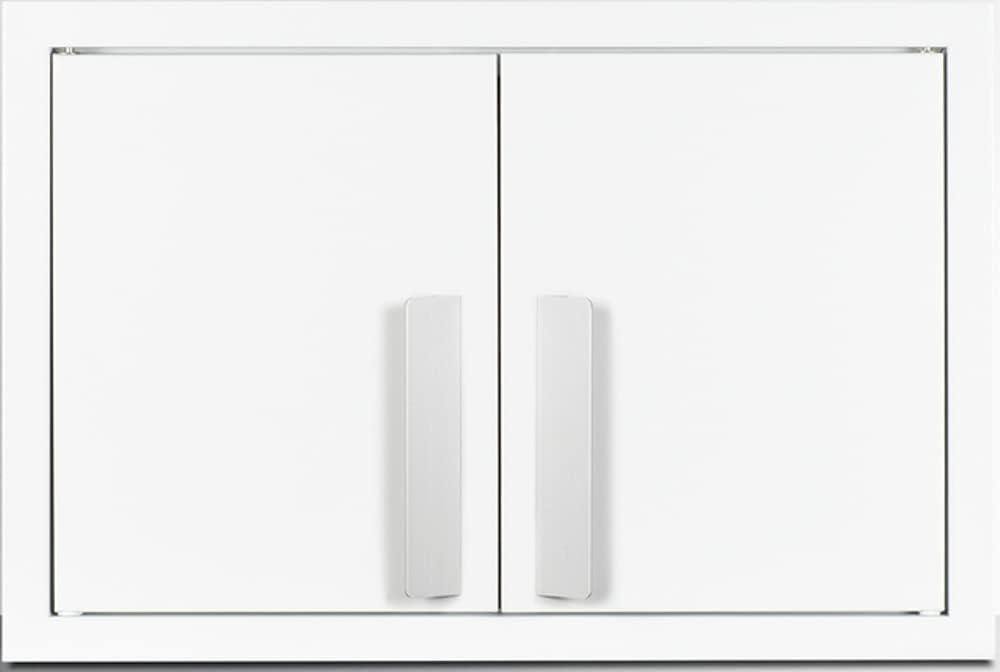 Summit Appliance CAB1812WHITE 18' Wide Wall Cabinet with Powder Coated Metal Construction in a White Finish with Two Shelves, French Doors, and Angled Steel Handles