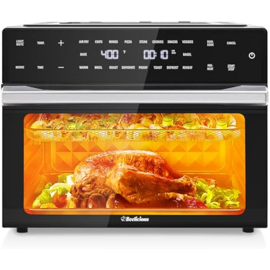 32QT Extra Large Air Fryer, 19-In-1 Air Fryer Toaster Oven Combo with Rotisserie and Dehydrator, Digital Convection Oven Countertop Airfryer Fit 13\