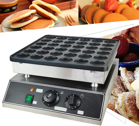 36 Holes Electric Mini Pancakes Maker Machine, 1000W Commercial Dutch Mini Pancake Griddle, Commercial Pancake Maker Machine, Ideal for Breakfast, Snacks, Desserts,Fast Cooking 1-5min