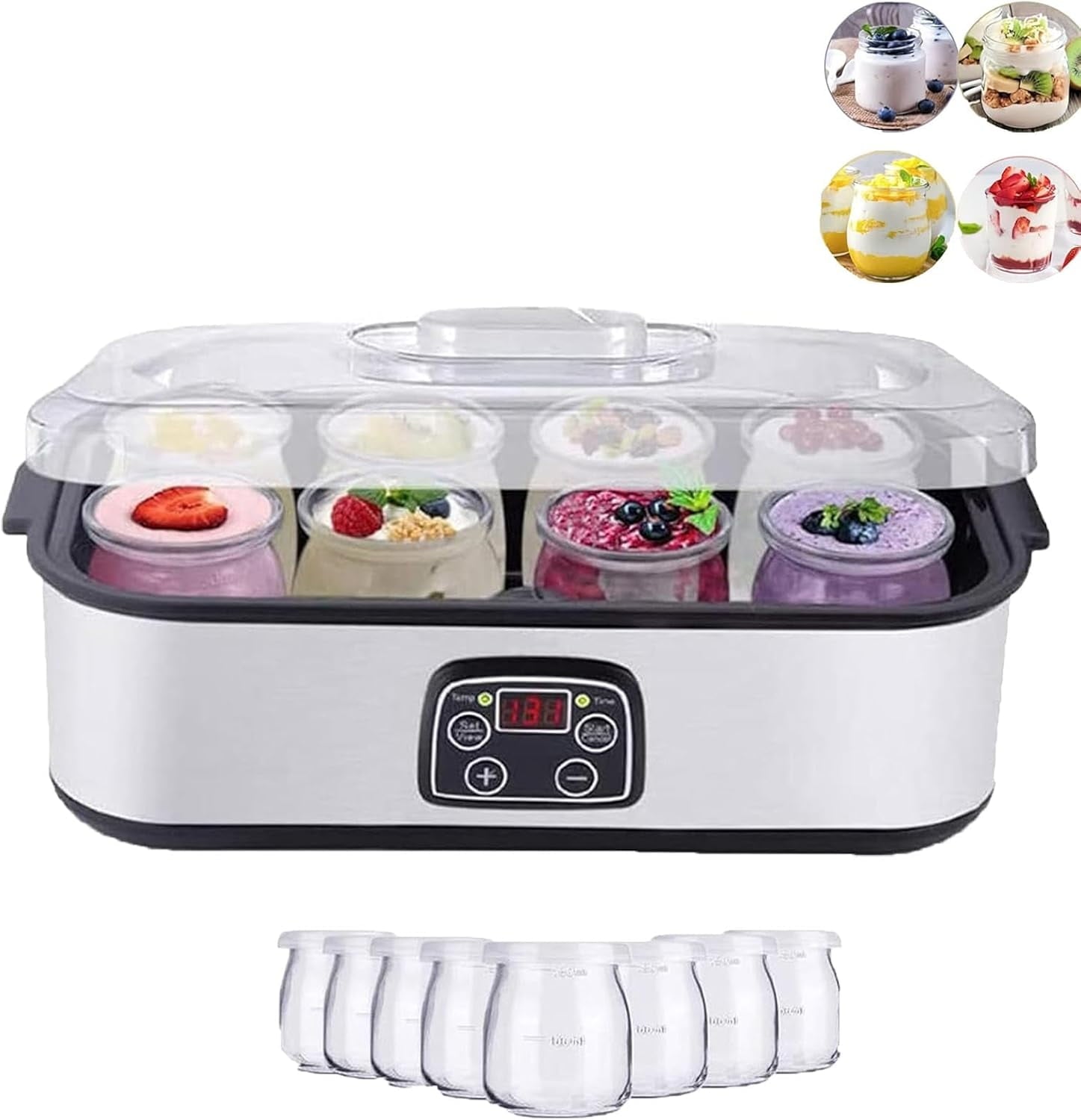 36 Hour Yogurt Maker,Yogurt Maker Machine With Adjustable Time & Temp Control,Yogurt Maker Automatic Digital Yoghurt Maker Machine,Lcd Display With Constant Temperature (silver)