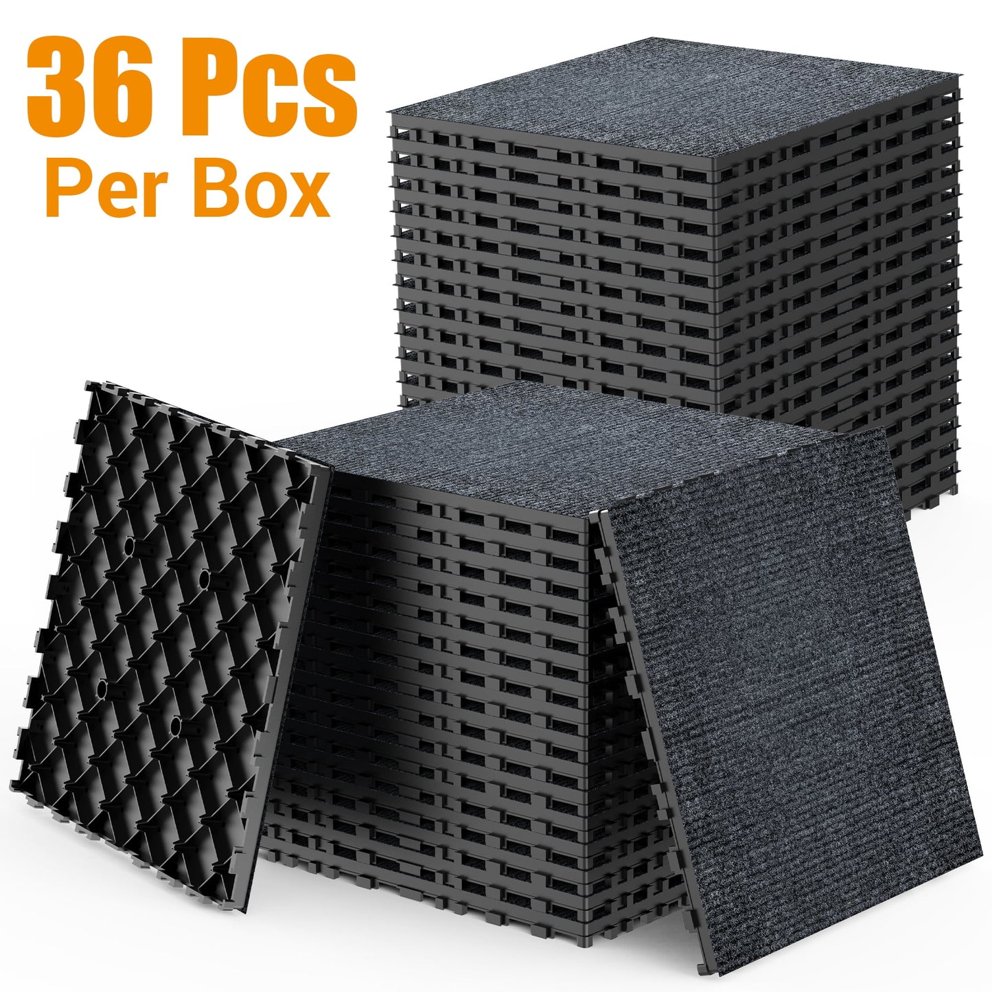 36 Pack Interlocking Deck Tiles,12"x12" Plastic Patio Tiles for Indoor Outdoor Use,Patio Floor Decking Tiles for Porch Poolside Balcony Backyard,Grey