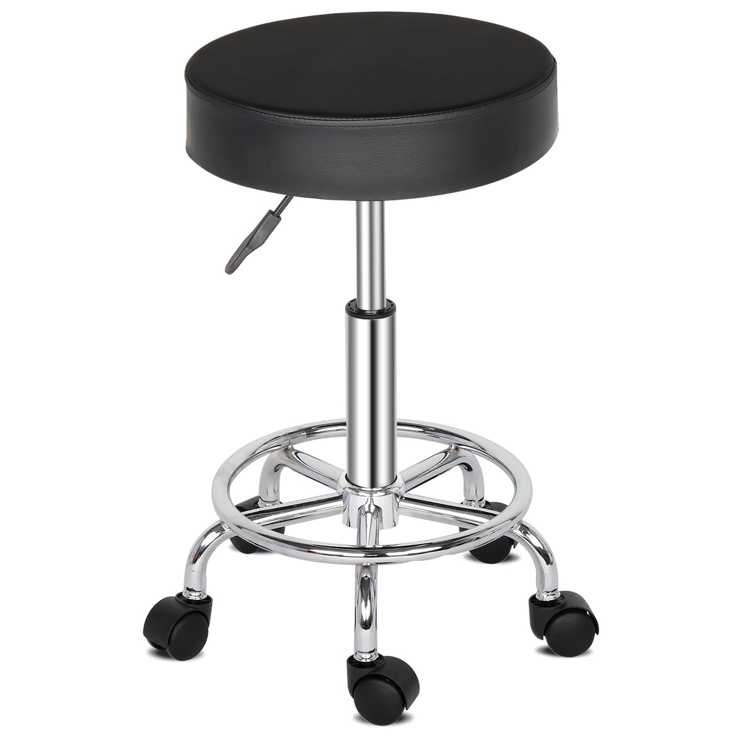 360Â°Rotating Bar Stool, PU Leather Sponge Chrome-plated Bar Stool with 5 Casters, Height Adjustable Durable Soft Bar Stool for Home Bar Counter