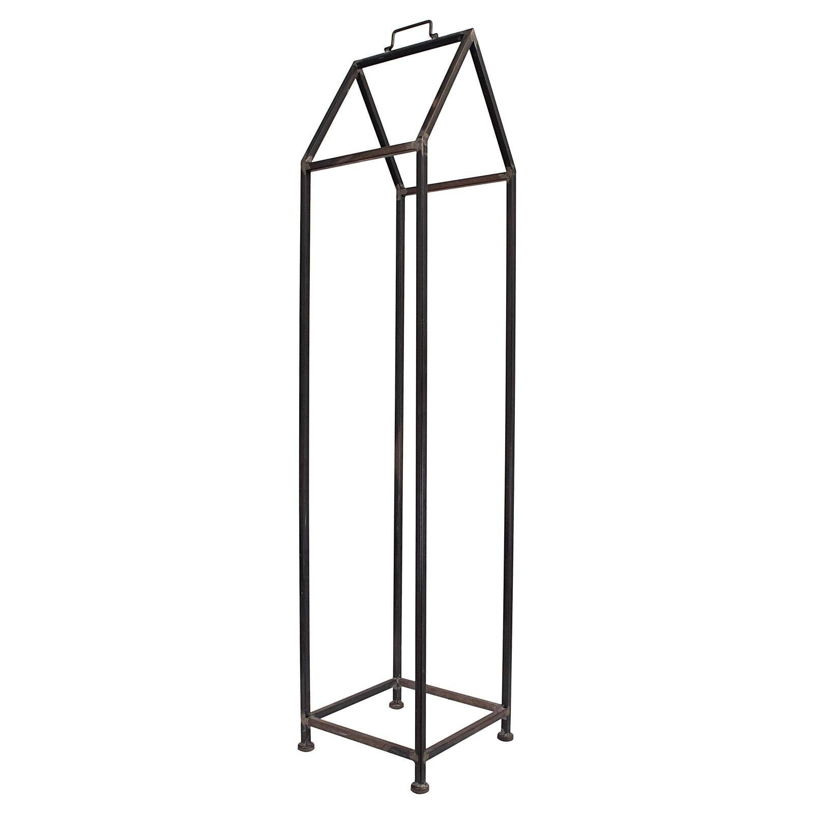 Creative Co-Op Metal House Shaped Fire Wood Holder with Handle Black