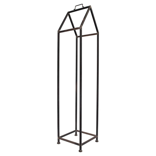 Creative Co-Op Metal House Shaped Fire Wood Holder with Handle Black
