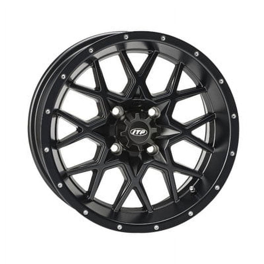 4/110 ITP Hurricane Wheel 12x7 2.0 + 5.0 Matte Black for Honda RANCHER 350 2x4 2000-2006