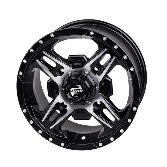 4/110 Tusk Beartooth Wheel 12x7 5.0 + 2.0 Machined/Black For HONDA Pioneer 700 2014-2021