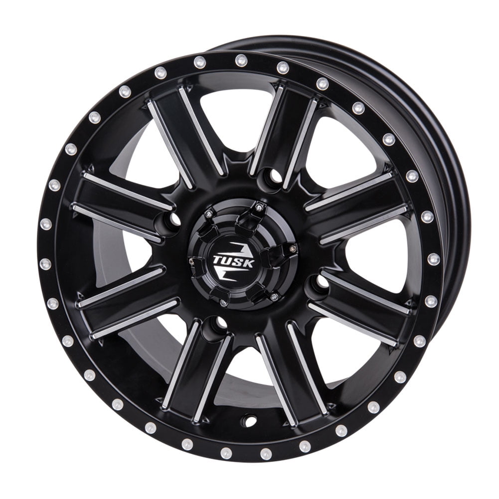 4/110 Tusk Cascade Wheel 12x7 5.0 + 2.0 Machined/Black For Suzuki King Qaud 400ASi SE 2025