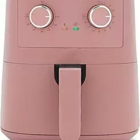 4.5QT Mechanical Air Fryer,Free Ceramic Nonstick Adjustable Temperature Timer Dial, LED Indicator, Holiday Gifting, Dishwasher Safe, Compact Kitchen Essential, Dusty Pink