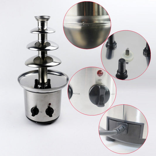 4 Layers Stainless Steel Chocolate Fountain Creative Design Chocolate with Heating Fondue Machine DIY Waterfall for Party