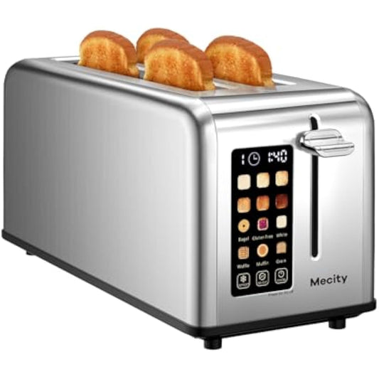 4-Slice Toaster with 1.5 Long Slot & Touchscreen - Stainless Steel, Defrost/Reheat for Bagels, Waffles, Gluten-Free Breads - Even Heat Technology, Kitchen Essential