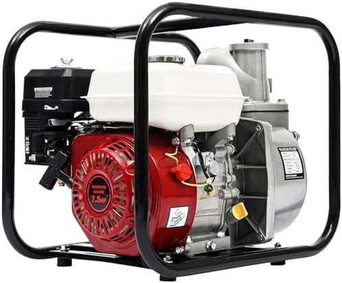 4-Stroke Gasoline Engine Water Pump 7.5HP Water Transfer Pump Portable High Pressure Pool Irrigation Pump Recoil Start,Max. Suction Lift 22.96ft Lift