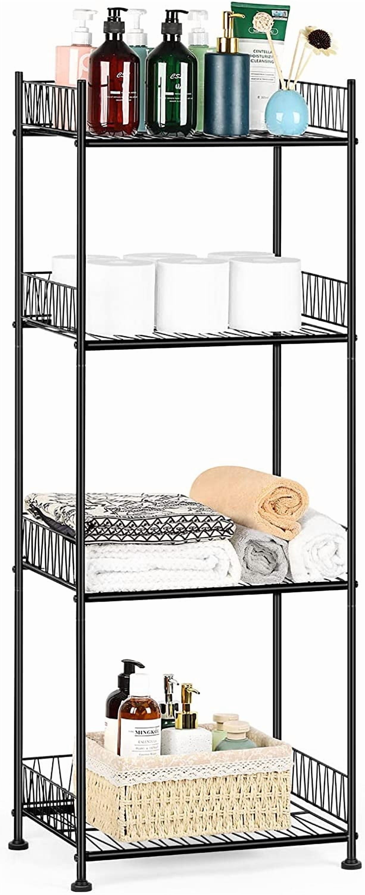 4 Tier Bathroom Storage Rack Wire Shelving Unit Organizer, Black