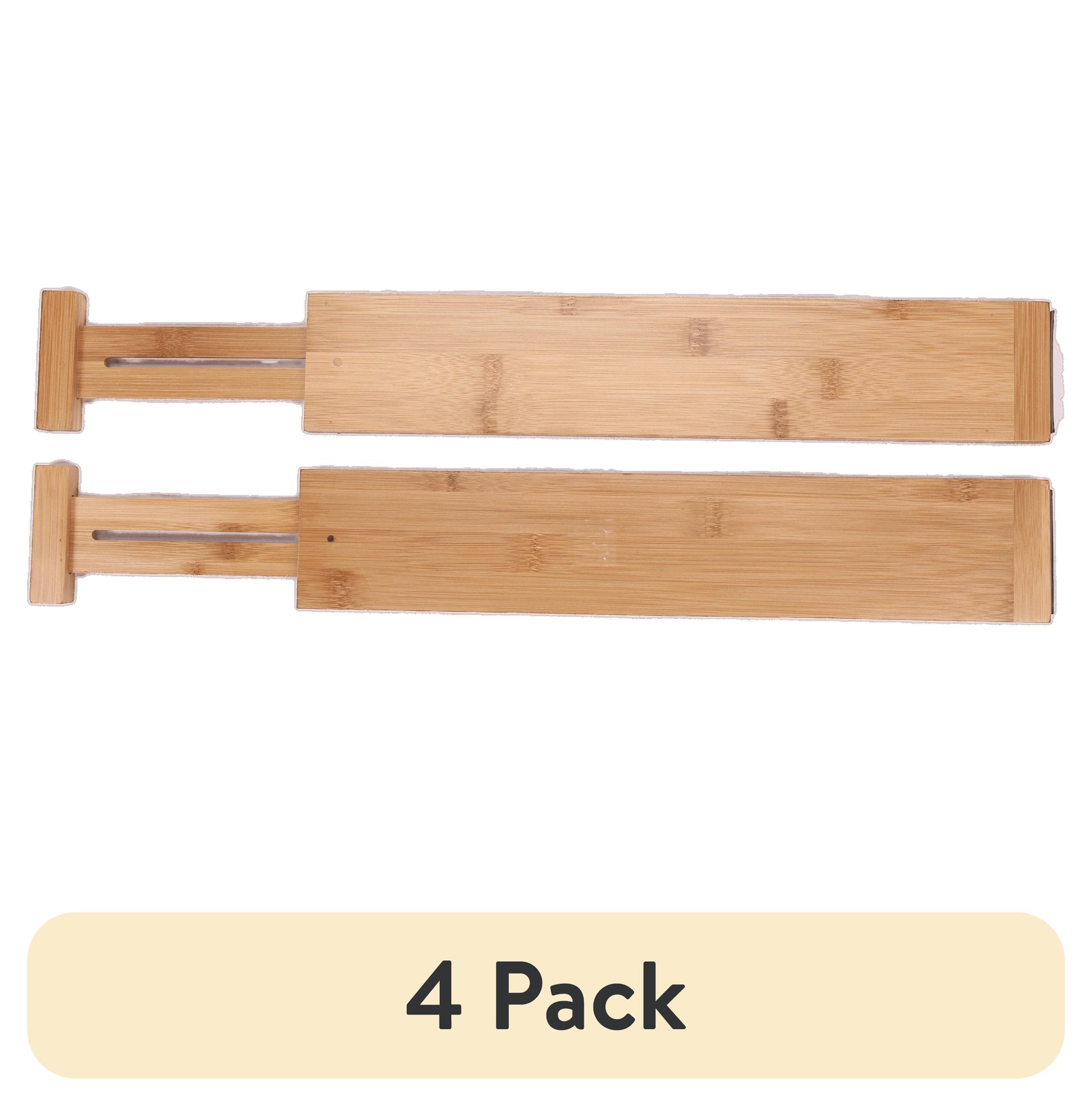 (4 pack) Better Homes & Gardens 2PC Bamboo Kitchen Organizer Expandable Drawer Dividers, 17.5-22.8x0.59x3.1in