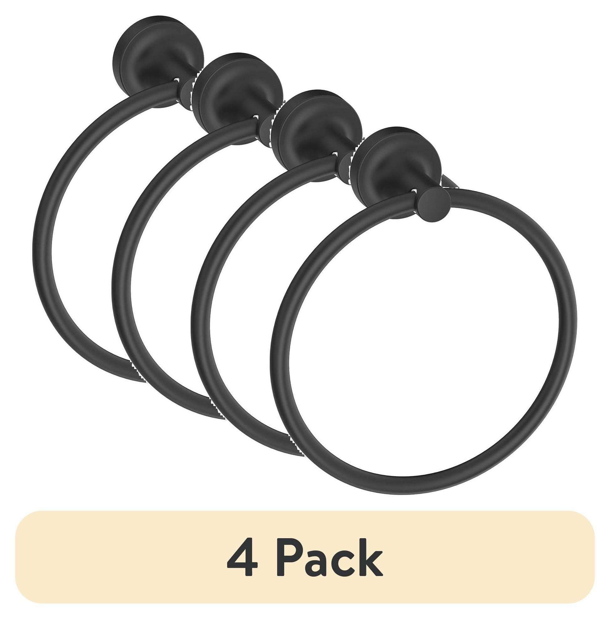 (Paquete de 4) Anillo de Toalla de Estilo Moderno y Limpio para Montar en la Pared Better Homes & Gardens Negro Mate