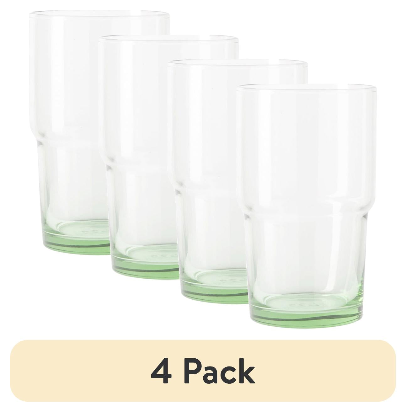 (4 pack) Better Homes & Gardens Clear Green Glass, Glassware, 8 Pack, 15 oz