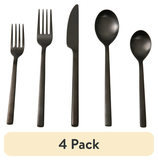 (4 pack) Better Homes & Gardens Holden 20-Piece Matte Black Stainless Steel Flatware Set (Service for 4 Adults)