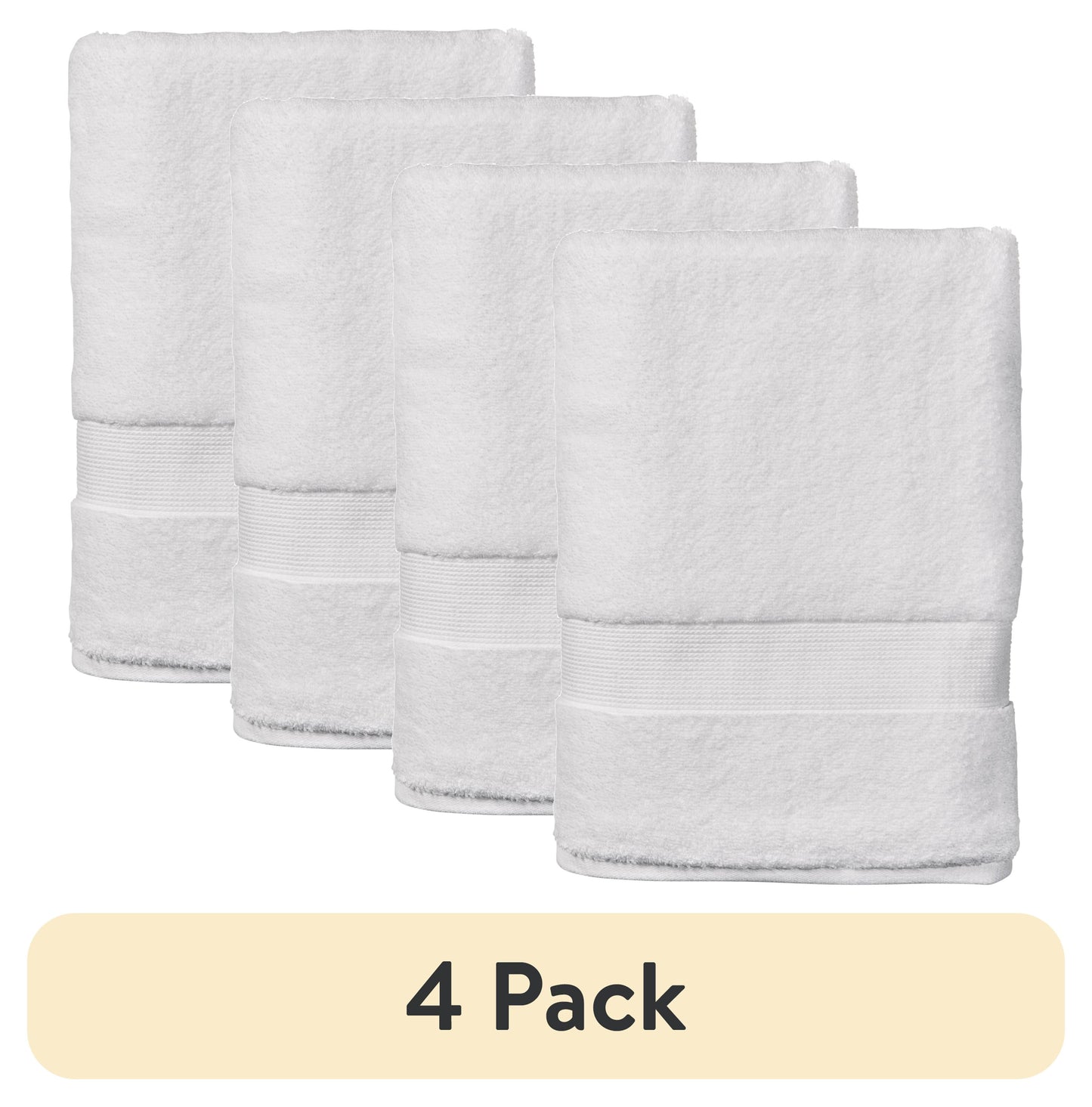 (4 pack) Better Homes & Gardens Signature Soft Solid Cotton Bath Towel, Arctic White