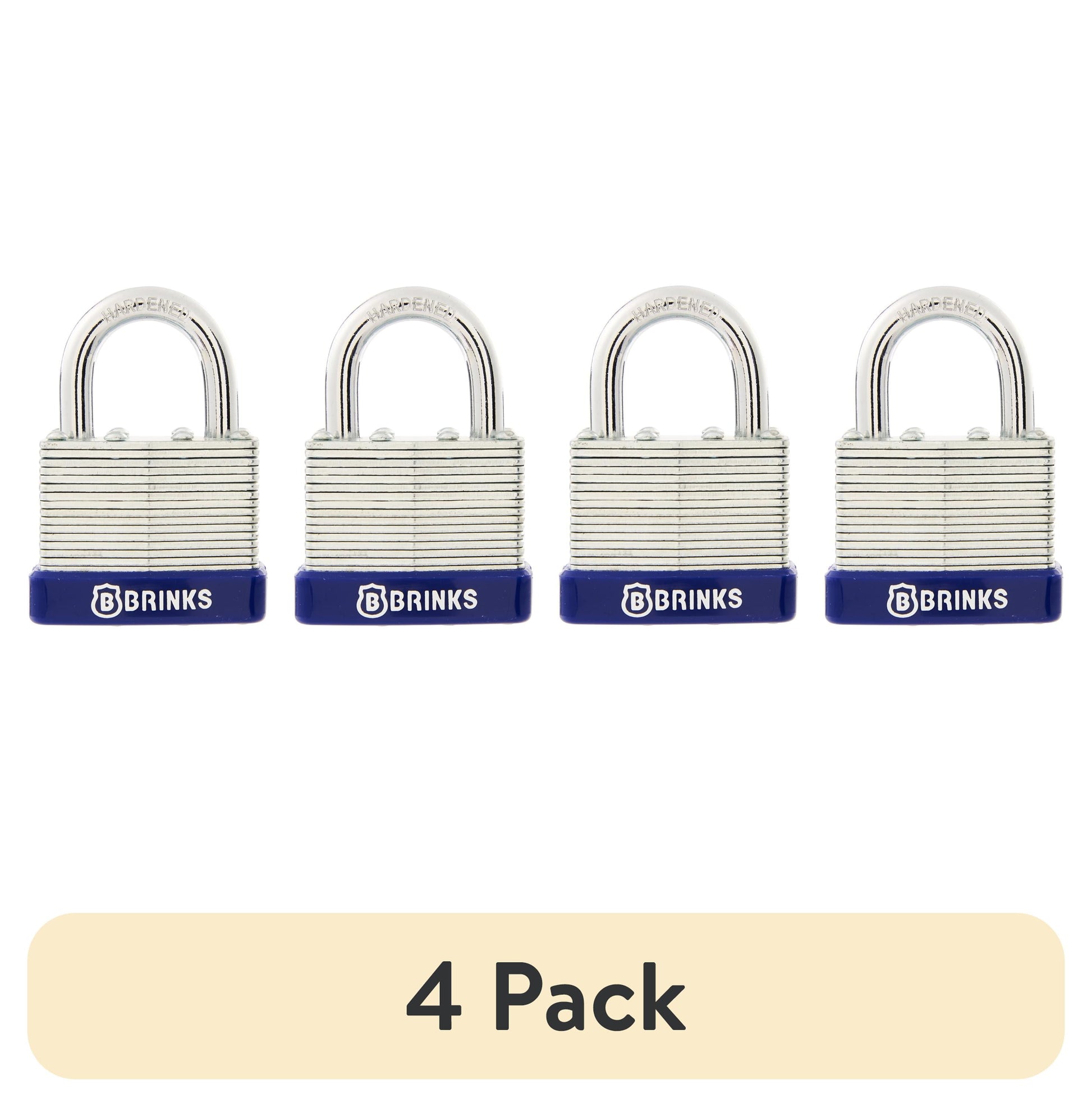 (4 pack) Brinks Laminated Steel 40mm Keyed Padlock with 7/8in Shackle, 4 pack