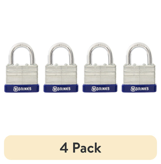 (4 pack) Brinks Laminated Steel 40mm Keyed Padlock with 7/8in Shackle, 4 pack