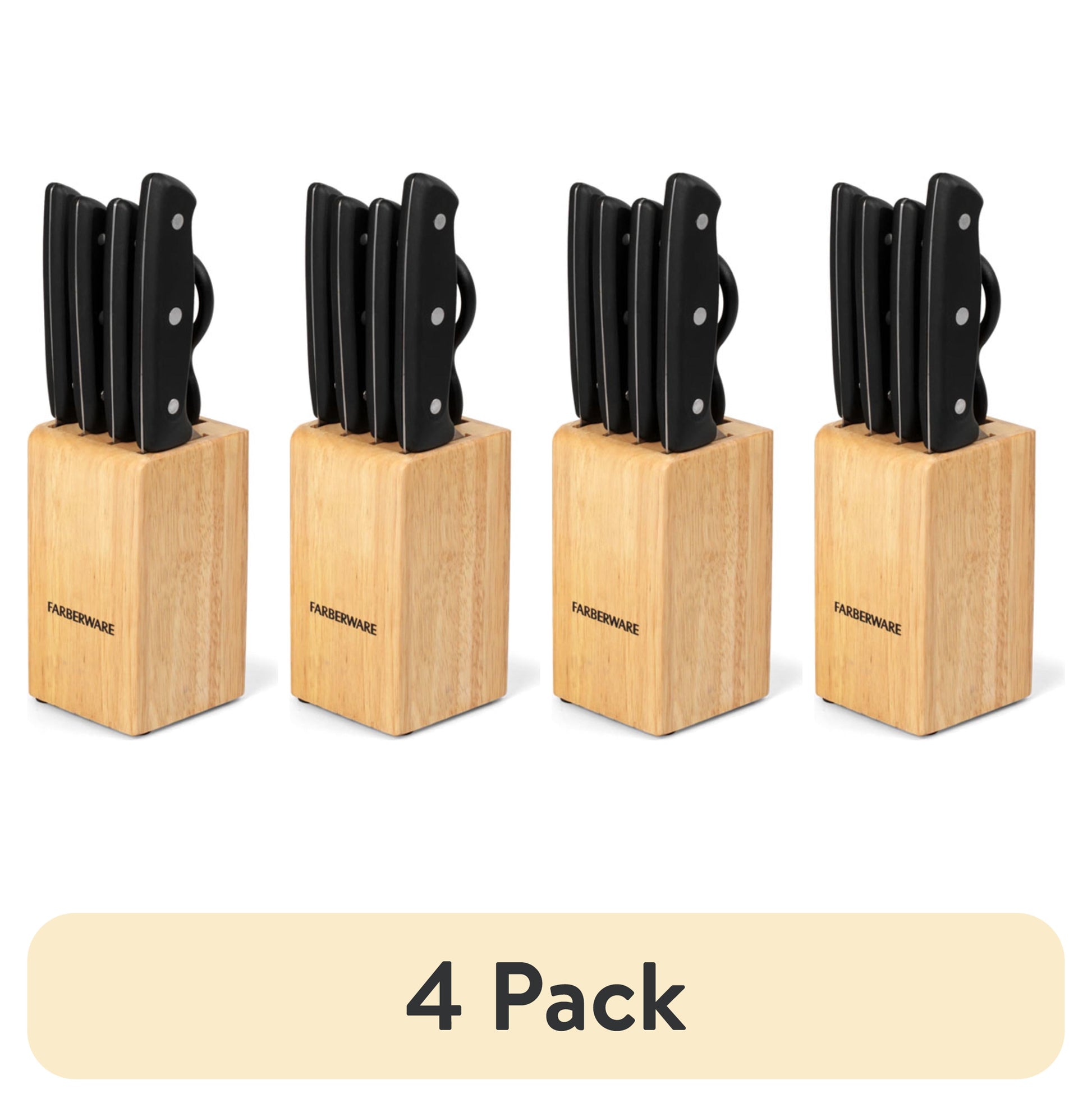 Farberware Classic Stainless Steel 6-Piece Tripe-Riveted Knife Set with Black Handle