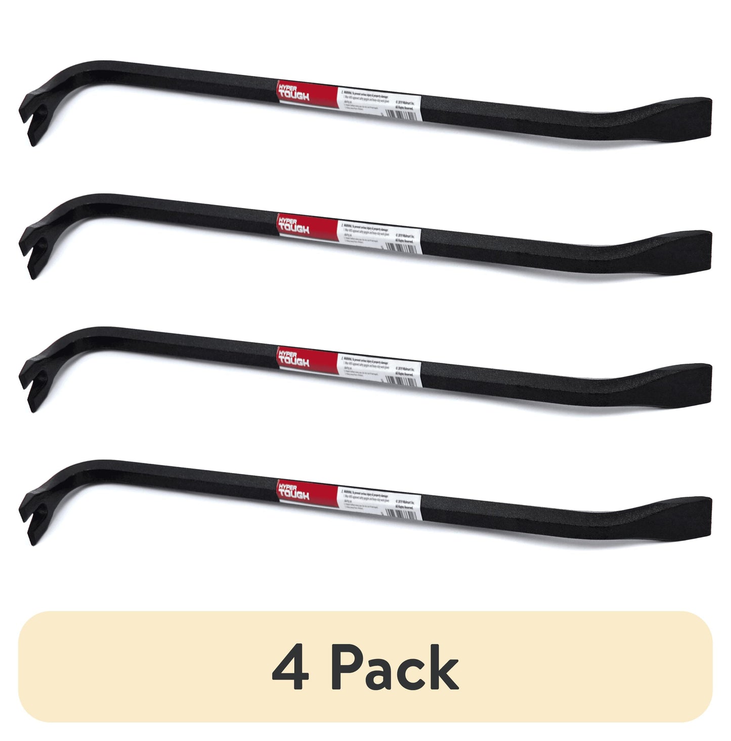 (4 pack) Hyper Tough 18â€ Wrecking Bar, Nail Puller and Crowbar Tool