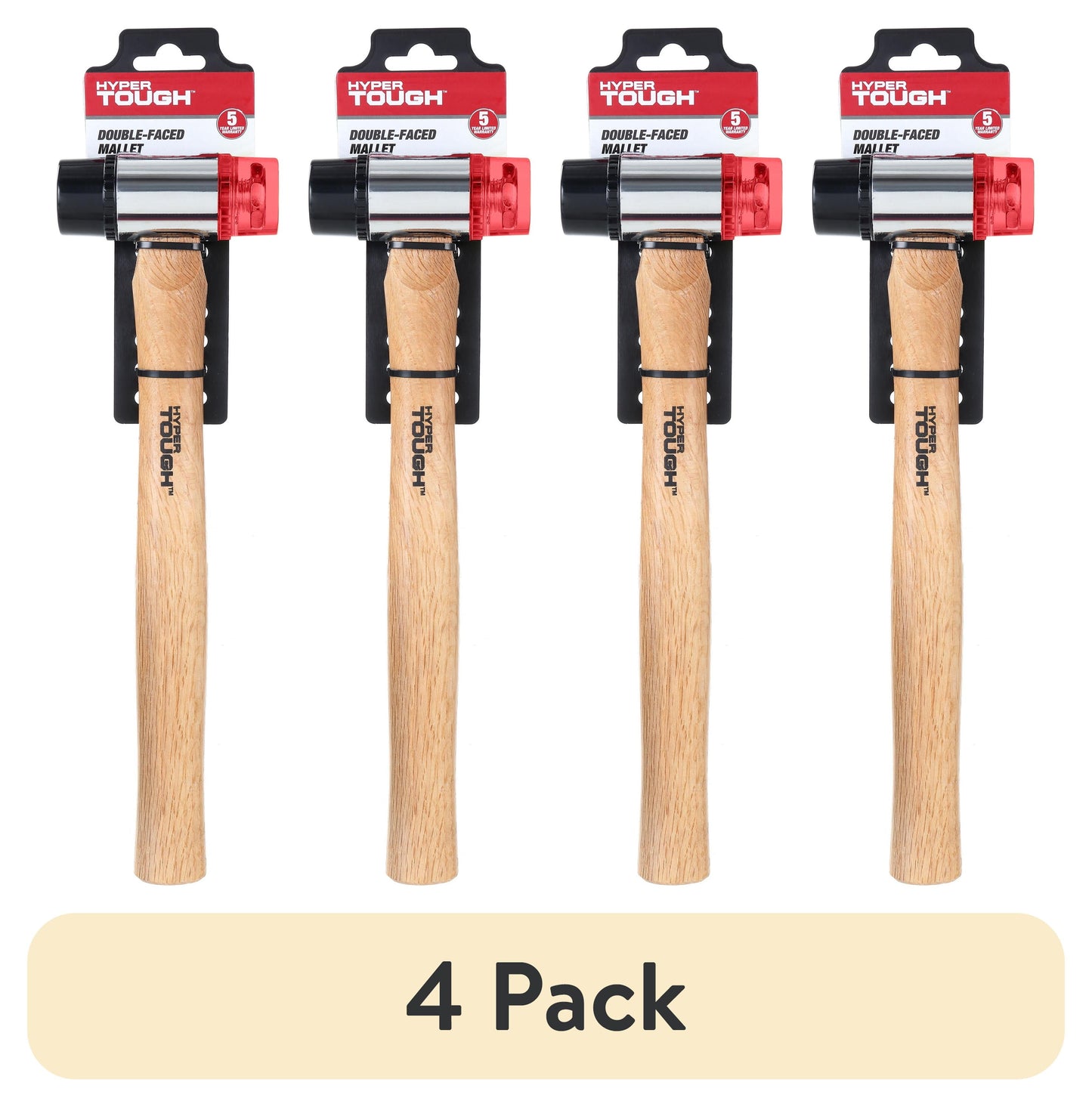 (4 pack) Hyper Tough Double Face Mallet Hammers  with Plastic Heads TH70083A