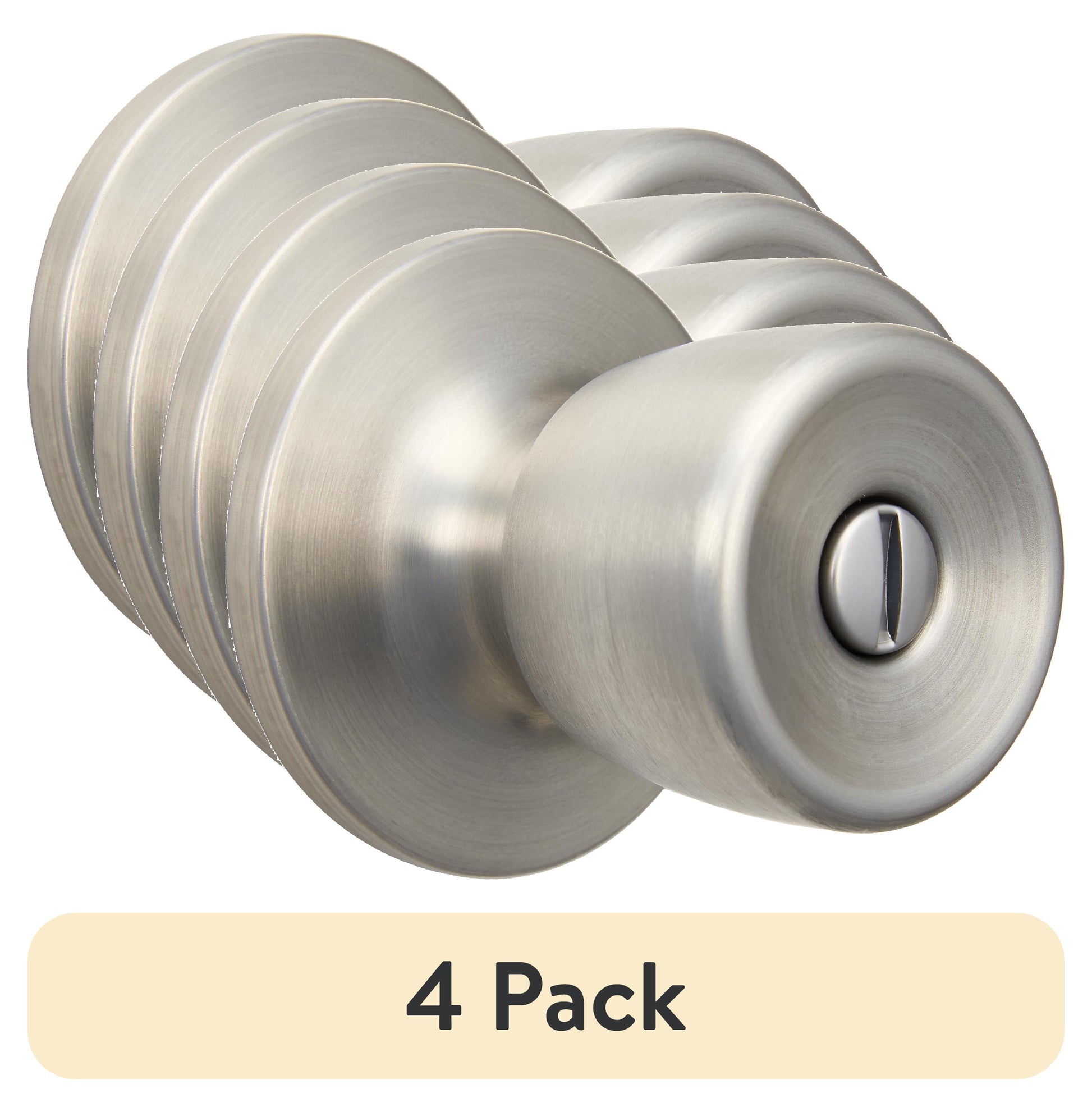 (4 pack) Hyper Tough Tulip Style Interior Privacy Doorknob in Stainless Steel Finish