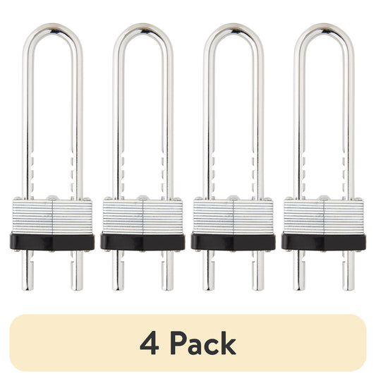 (4 pack) Hyper Tough 1-3/4 in. (44mm) Laminated Steel Keyed Padlock with Adjustable 2-3/8 to 4-3/4 in. (60-120mm) Hardened Steel Shackle