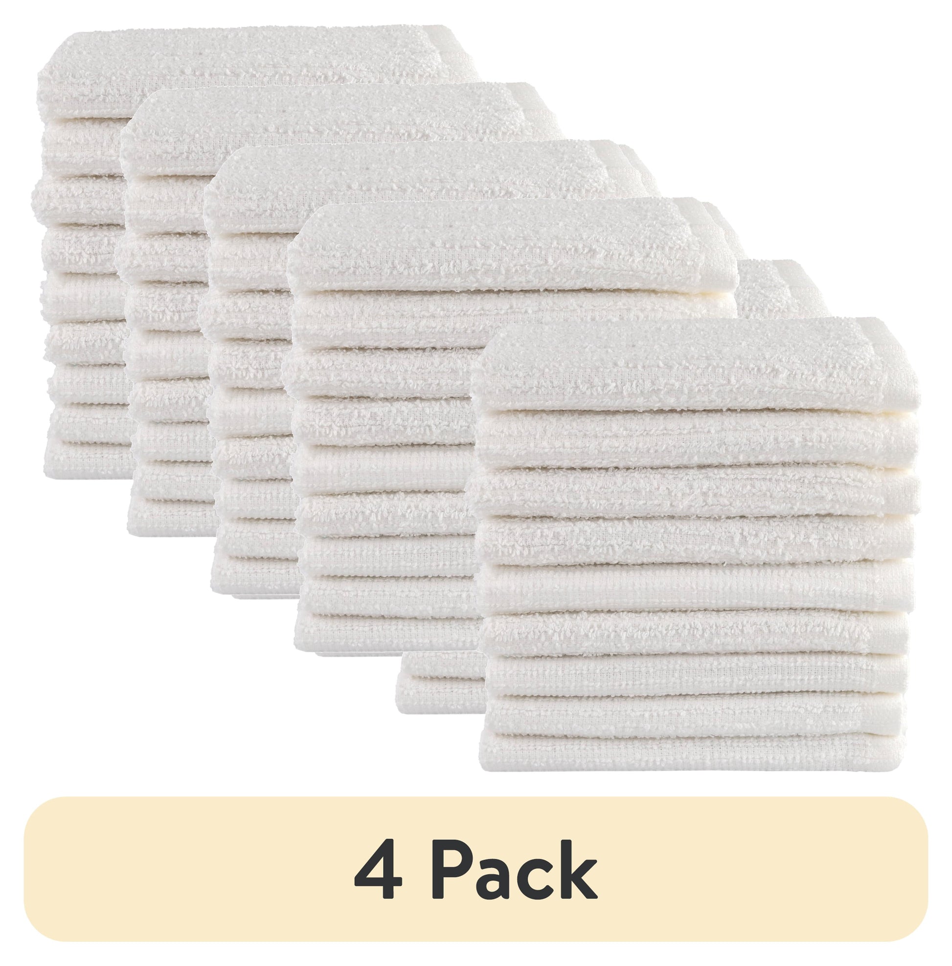 (4 pack) Mainstays 18 Pack Kitchen Bar Mop Dishcloth Set, White