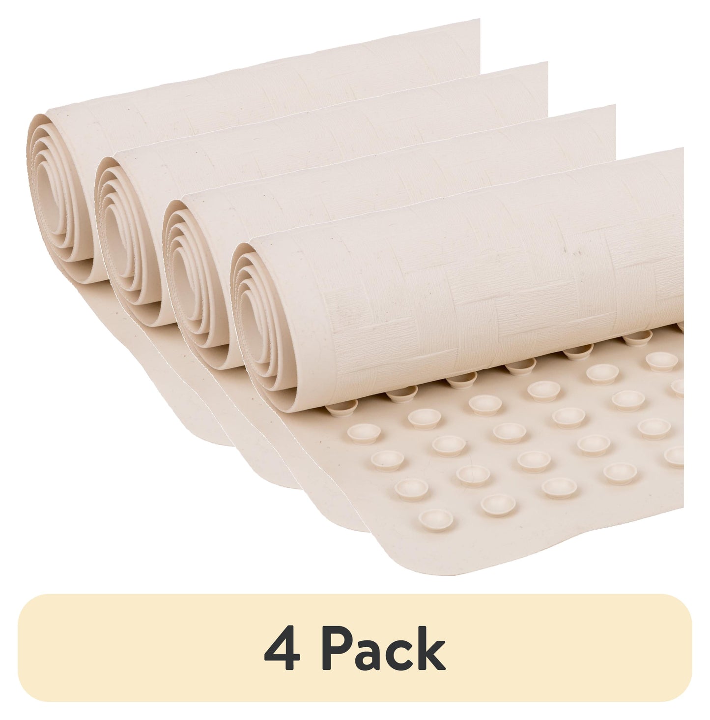 (4 pack) Mainstays Tapete de Goma para BaÃ±era de 18" x 36" con Ventosas, Blanco