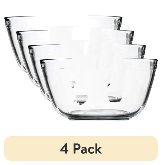 (4 pack) Mainstays Glass Mixing Bowl, 4 Quart