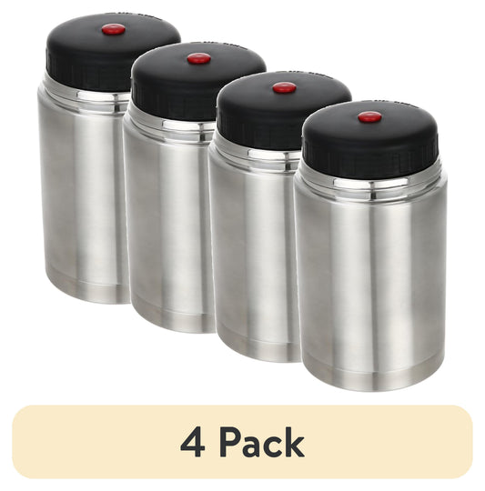 (4 pack) Mainstays Food Jar Insulated Food Storage Container, Stainless Steel, 27oz, Perfect for School Lunches and Activities to Keep Meals Hot or Cold