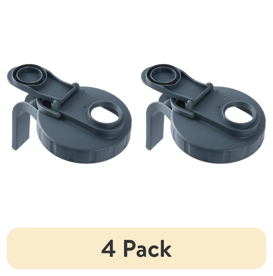 (4 pack) Mainstays Plastic Mason Jar Lids with Handles and Pour Spout, 2-Pack, Wide Mouth, Reusable