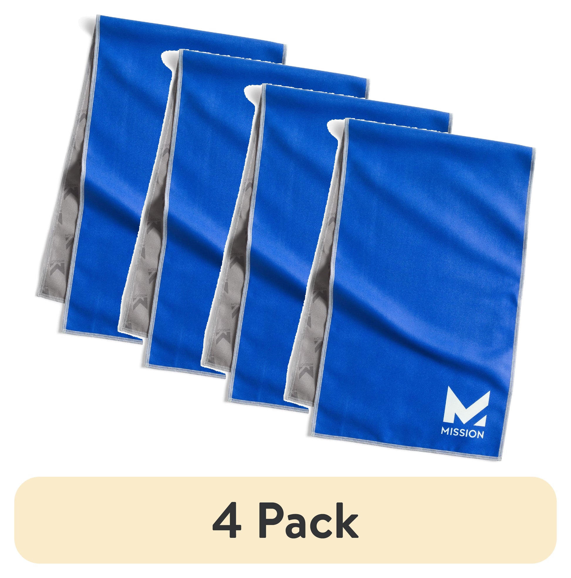 (4 pack) Mission Original Evaporative Cool Technology Cooling Towel, 10â€ x 33â€, Mission Blue