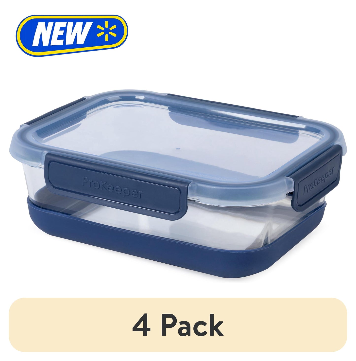 (4 pack) ProKeeper+ 6.1 Cup Glass Food Storage Container with Airtight Silicone Lid