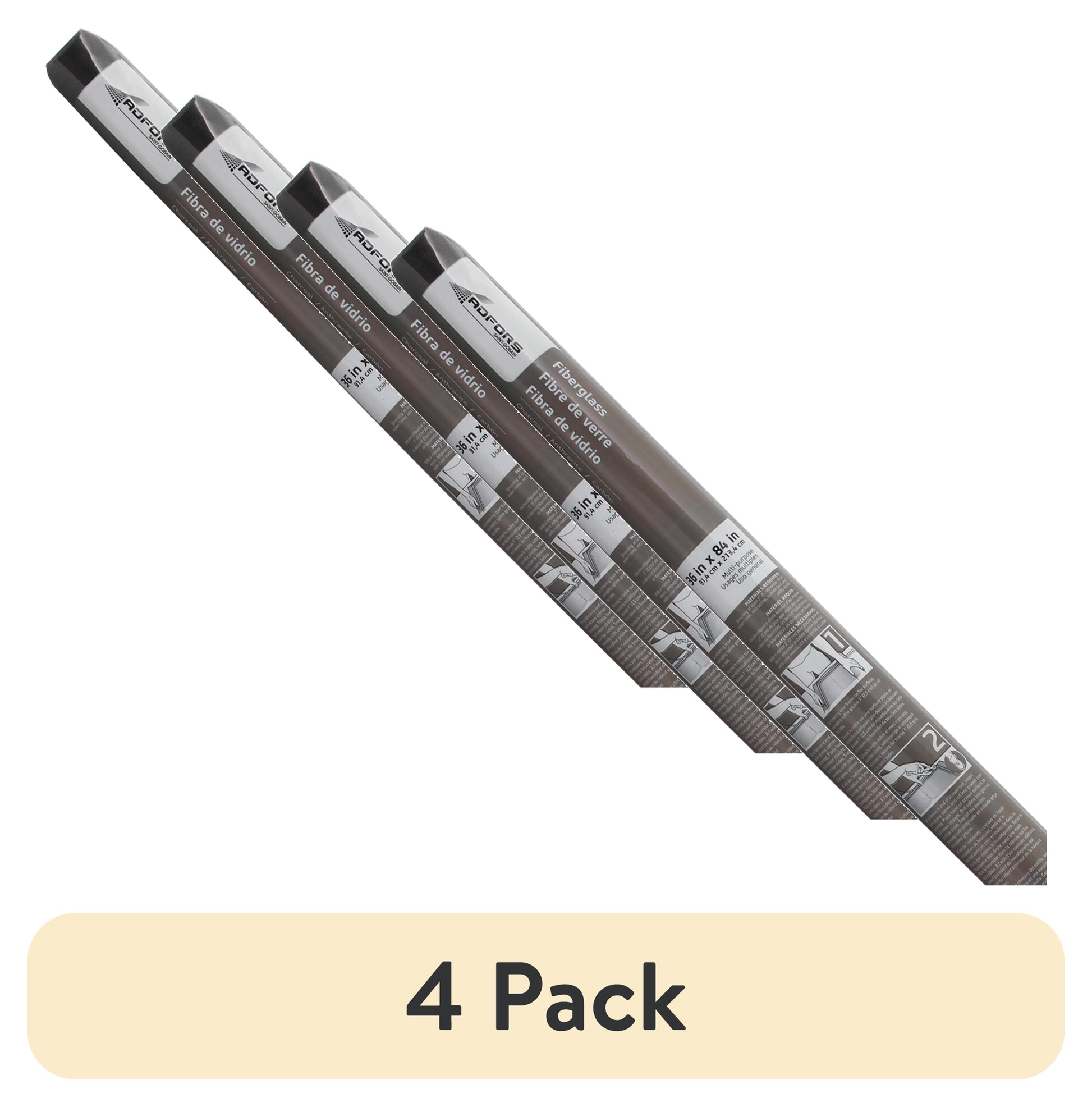 (4 pack) Saint-Gobain ADFORS 36 in. x 84 in. Charcoal Fiberglass Screen Roll for Windows and Door