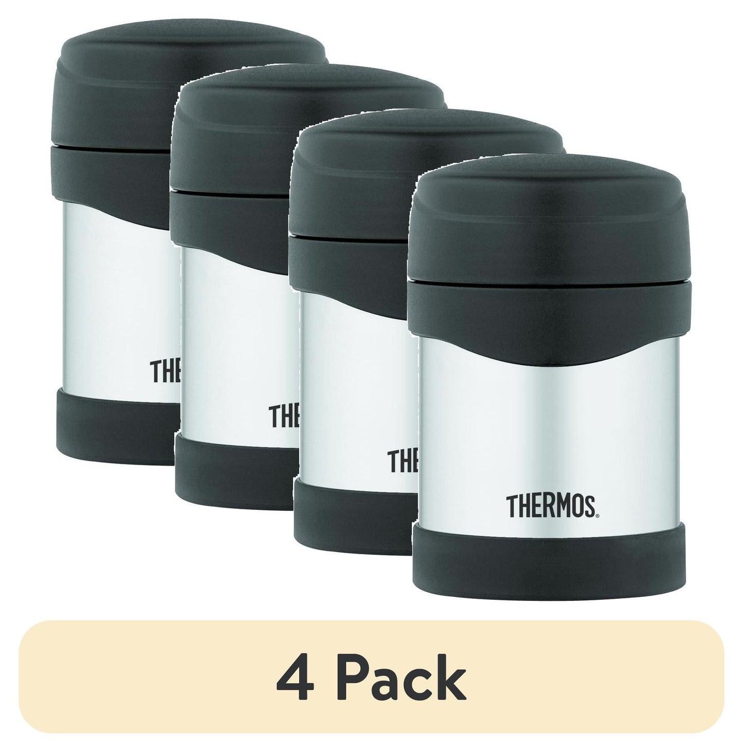 (4 pack) Thermos Stainless Steel Vacuum Insulated Food Jar, Stainless Steel, 10oz
