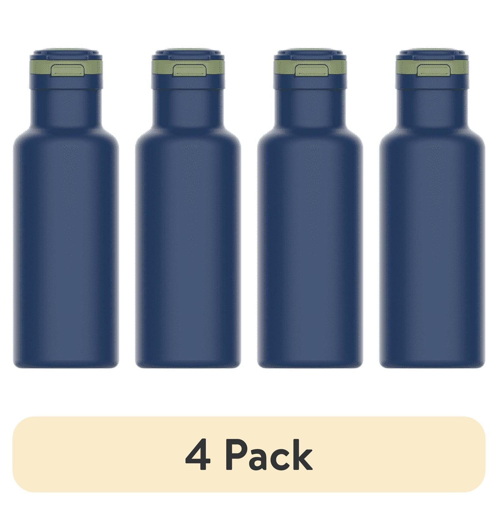 (4 pack) Your Zone 14 oz Stainless Steel Water Bottle with Chug Lid, Blue