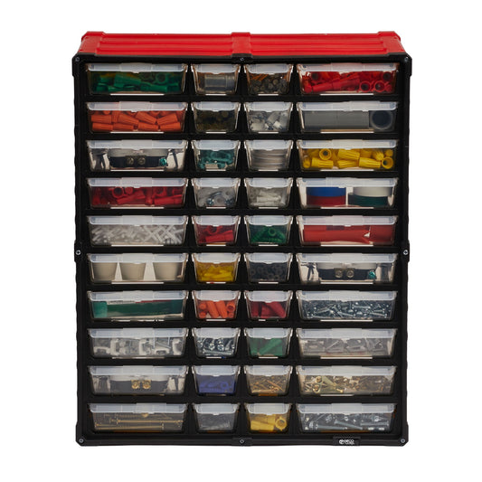 40-Compartment Small Parts Stprage Organizer, Red