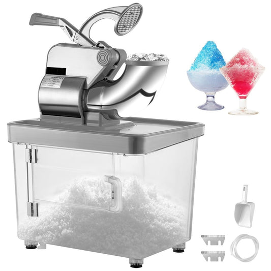 400LBS/H Commercial Snow Cone Machine Ice Shaver Ice Crusher Silver ETL