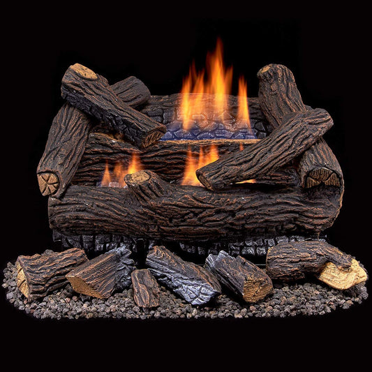 Duluth Forge 18-in 30000-BTU Dual Fuel Dual-Burner Vent-free Gas Fireplace Logs with Thermostat DLS-18T-2
